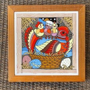 Retro chicken tile wall hanging